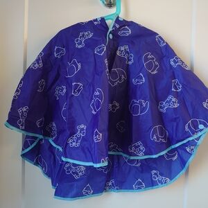 Blue Animal Print Packable Rain Poncho